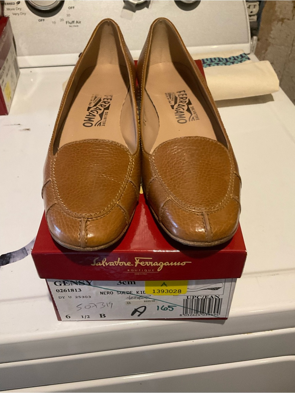 Salvatore Ferragamo Tan Leather Pebbled Loafers